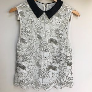 Alice + Olivia Beaded Sleeveless Blouse